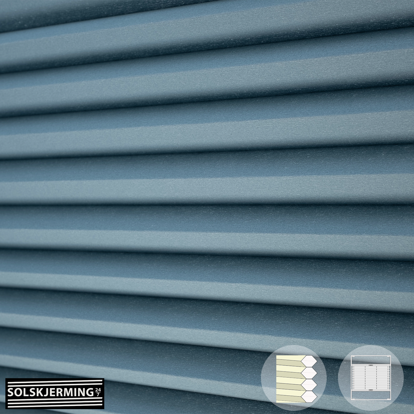 Plisségardin (ON) NUVIA - Delfinblå