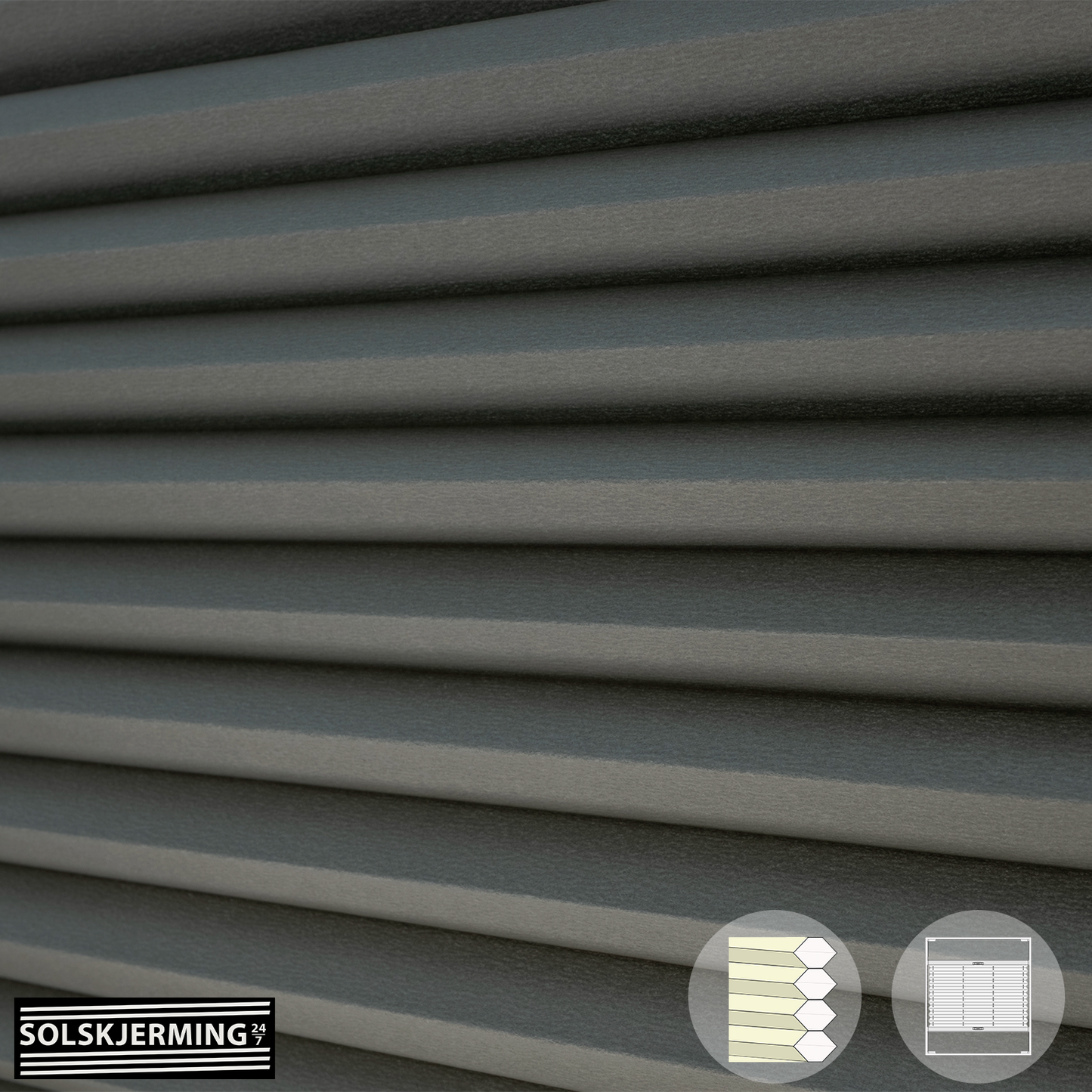 Plisségardin (ON) NUVIA – Mosegrå