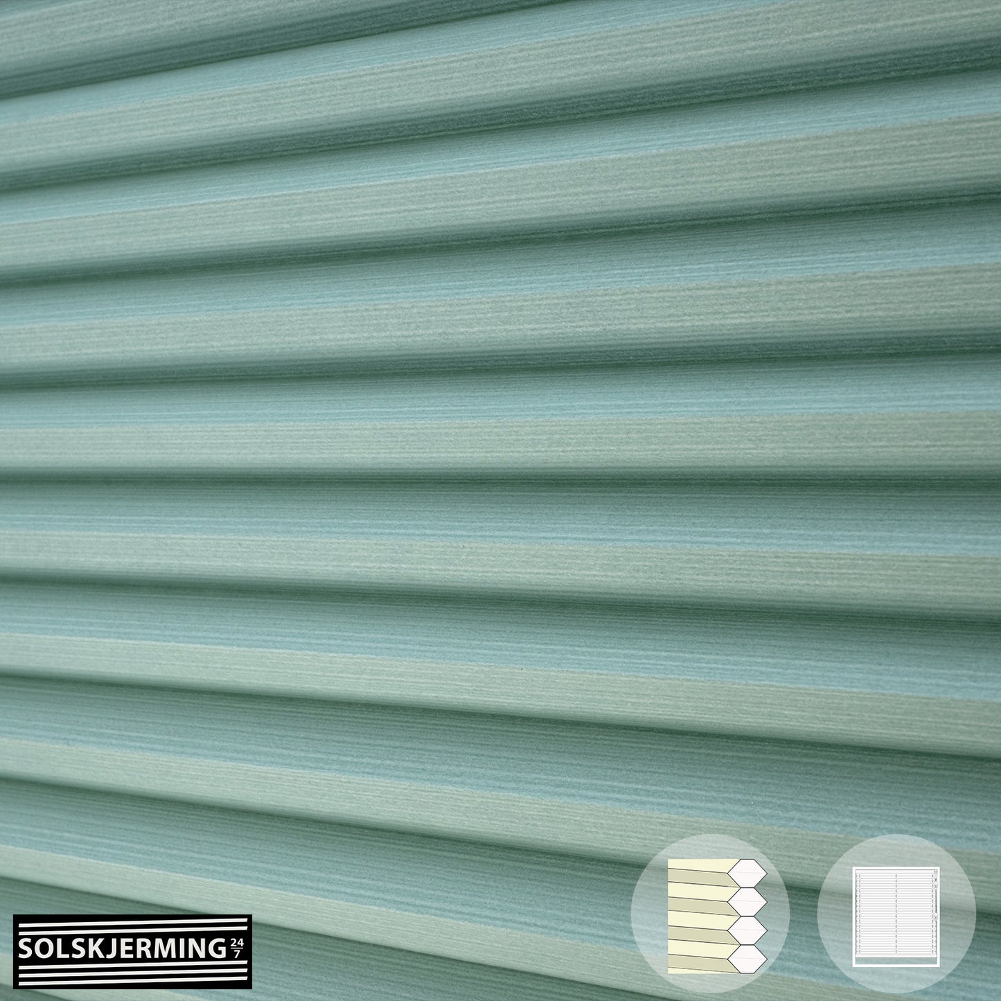 Plisségardin (FH) VELORA - Korallblå/grønn