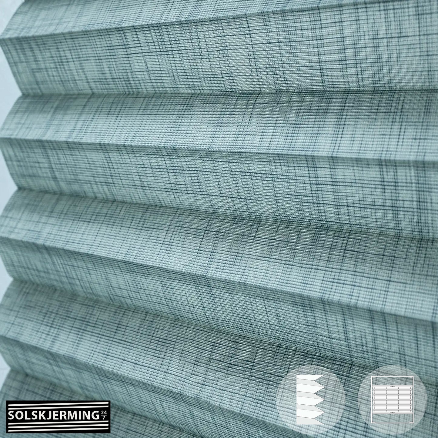 Plisségardin (ON) LUMA - Korallblå/grønn