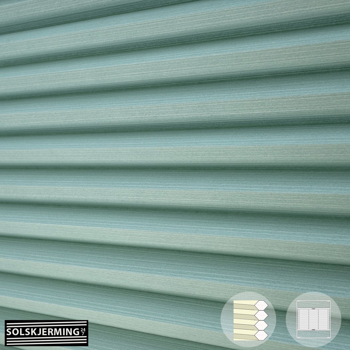 Plisségardin (ON) VELORA Korallblå/grønn