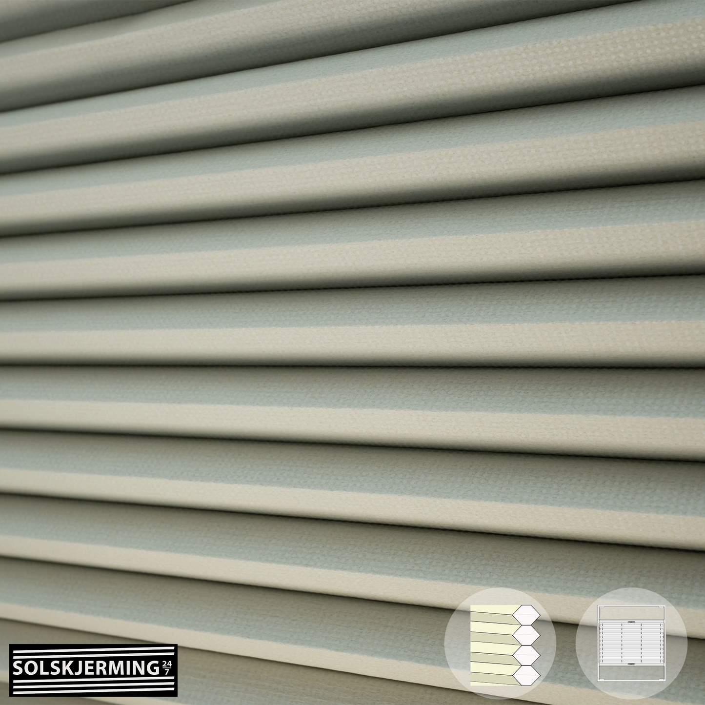 Plisségardin (ON) DOTTO BO - Lysgrå/beige